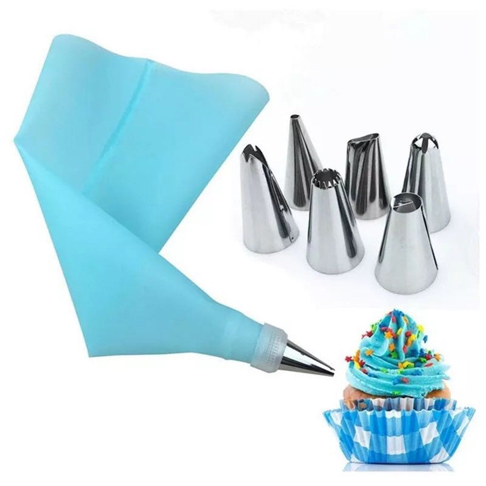 Bake Cake Tool 8 Piece Stainless Steel Decorative Nozzle EVA Mounting Bag