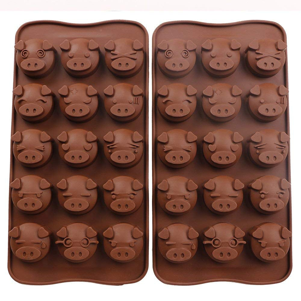 15 Holes Pig Shaped Silicone Candy Fondant Chocolate Mould Cookies Cake DIY Mold