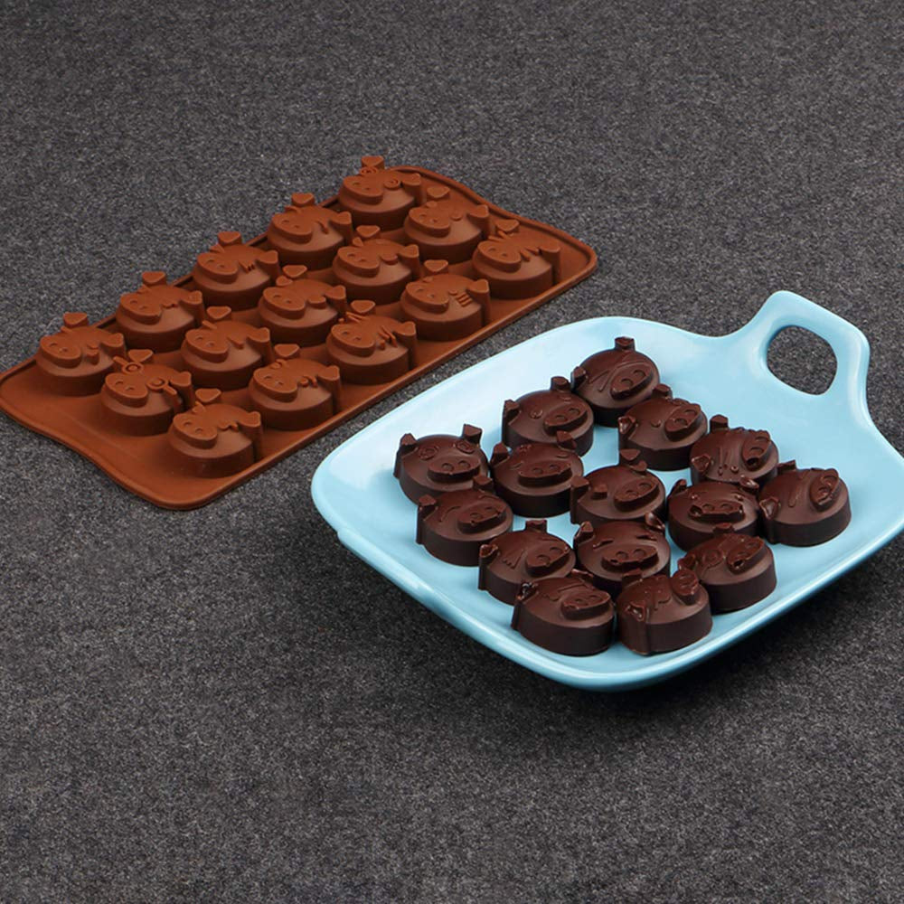 15 Holes Pig Shaped Silicone Candy Fondant Chocolate Mould Cookies Cake DIY Mold