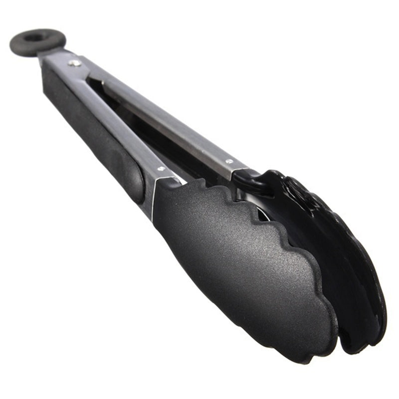 Silicone Stainless Steel Cooking Kitchen Tongs Food Utensil BBQ Salad Bacon Tool