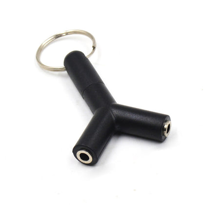 3.5mm Y Shape Stereo Jack Audio Headset Connector Adapter Keyring Splitter for iPhone 6 5 Android PC MP3