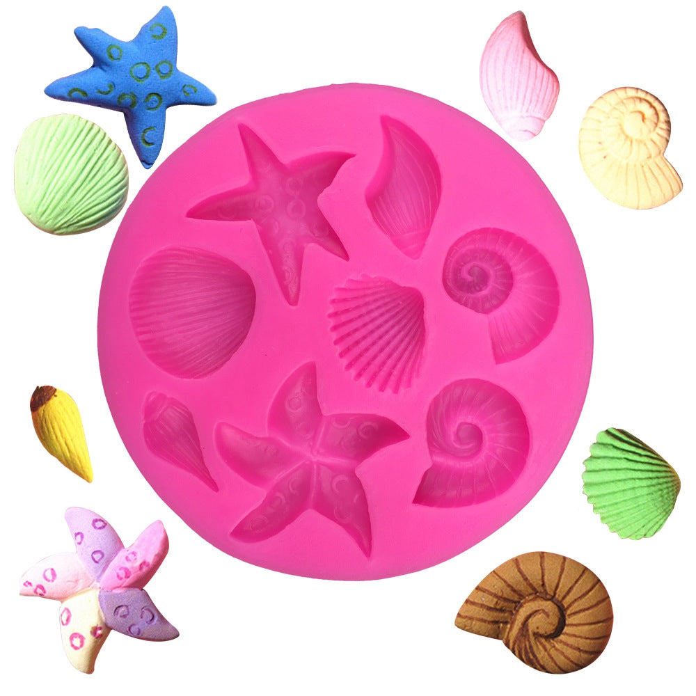 3D Starfish Sea Shells Animal Silicone Mould Fondant Cake Decorating Tools Chocolate Candy Molds Kitchen Baking Moulds