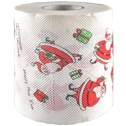 1 Roll of Christmas Cartoon Printing Paper Towel Roll Living Room Napkin 10X10CM