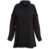Chic Turn Down Collar Long Sleeve Pure Color Cut Out Button Design Chiffon Blouse for Women