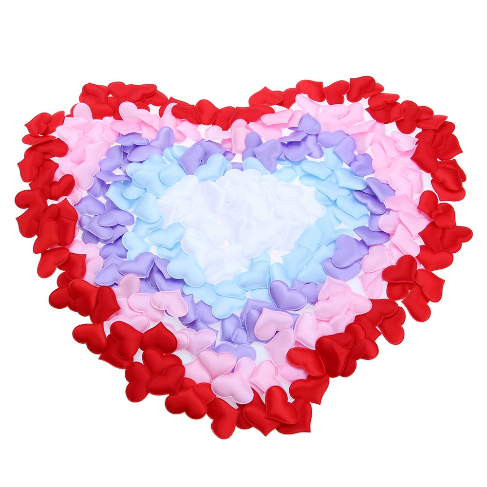 1000pcs Padded Fabric Heart Applique for Wedding Party Decoration Scrapbook Hair Craft