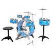 Kids Drums Kit Musical Instrument Toy with Cymbals Stool Christmas Birthday Gift
