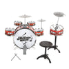 Kids Drums Kit Musical Instrument Toy with Cymbals Stool Christmas Birthday Gift