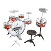 Kids Drums Kit Musical Instrument Toy with Cymbals Stool Christmas Birthday Gift