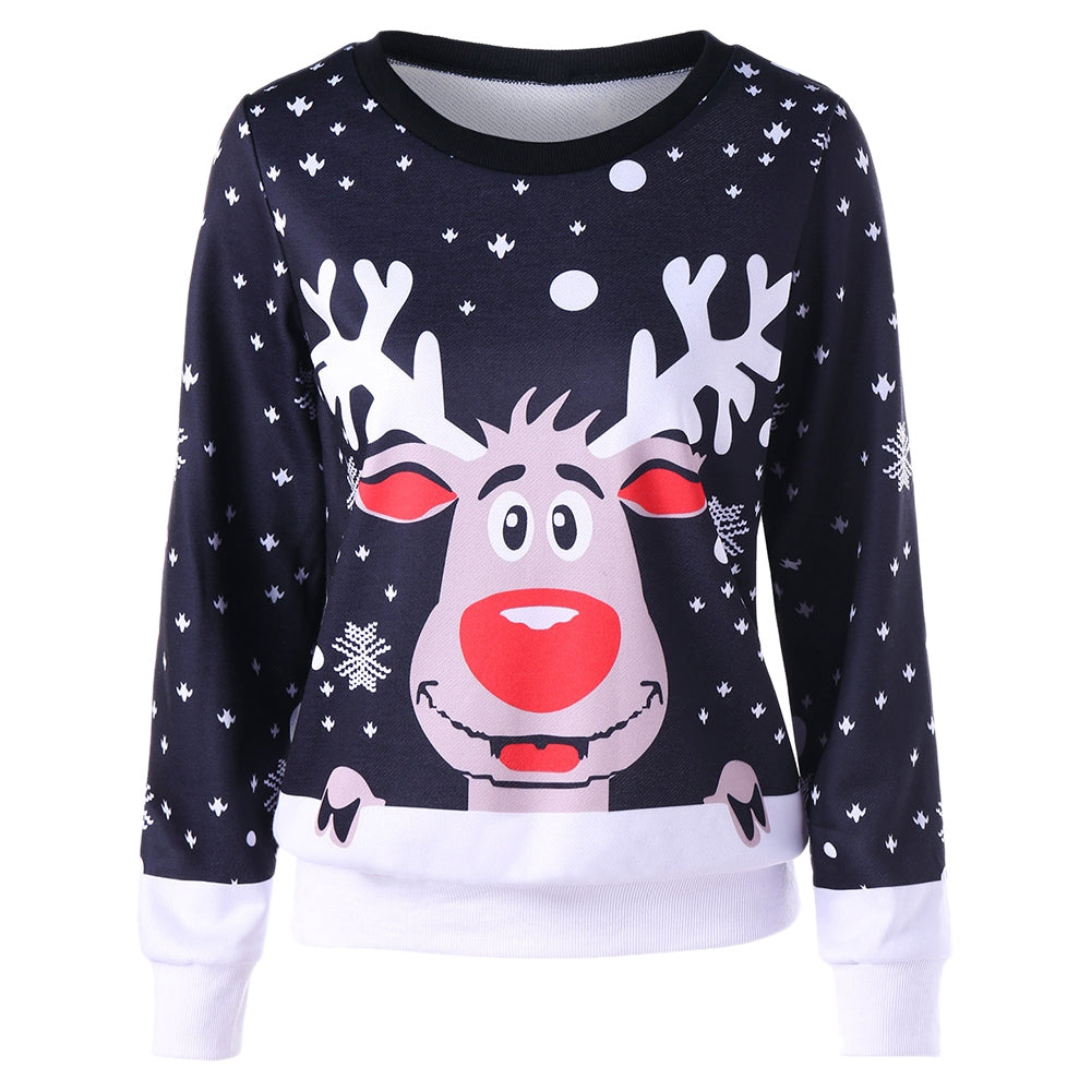 Ugly Christmas Elk Snowflake Sweatshirt