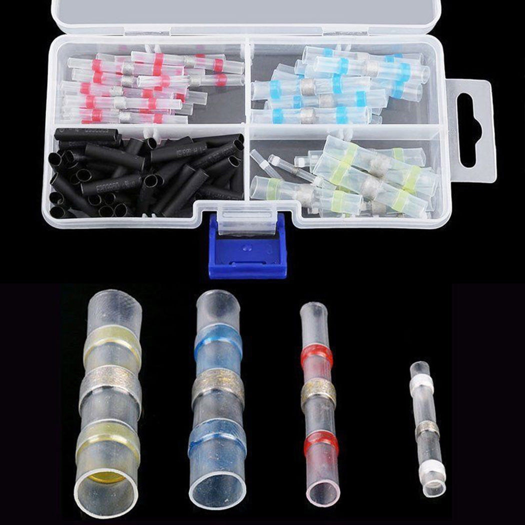 100Pcs Heat Shrink Solder Sleeve Wire Crimp Butt Terminals Connector waterproof
