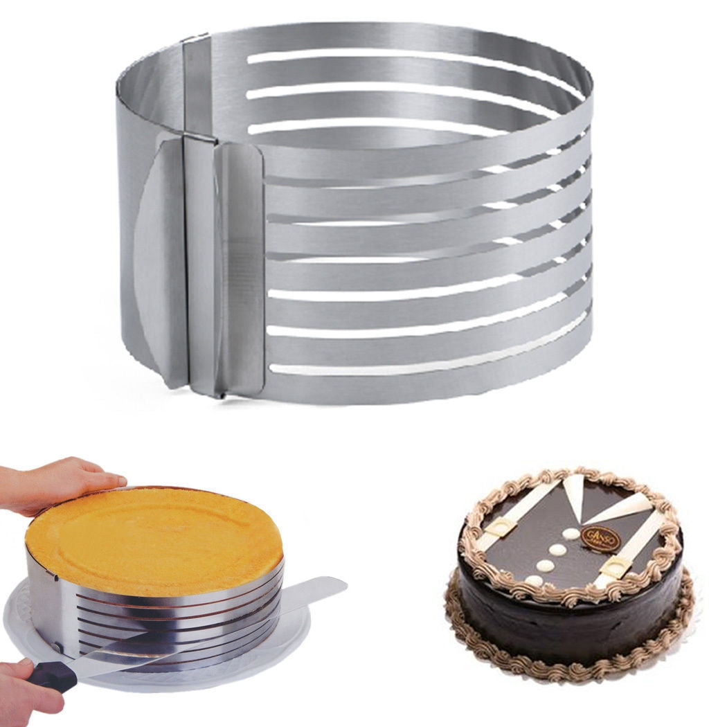 Layer Cake Slicer Adjustable Retractable Stainless Steel Mousse Mold Round Baking Kit Mould Cut Tools