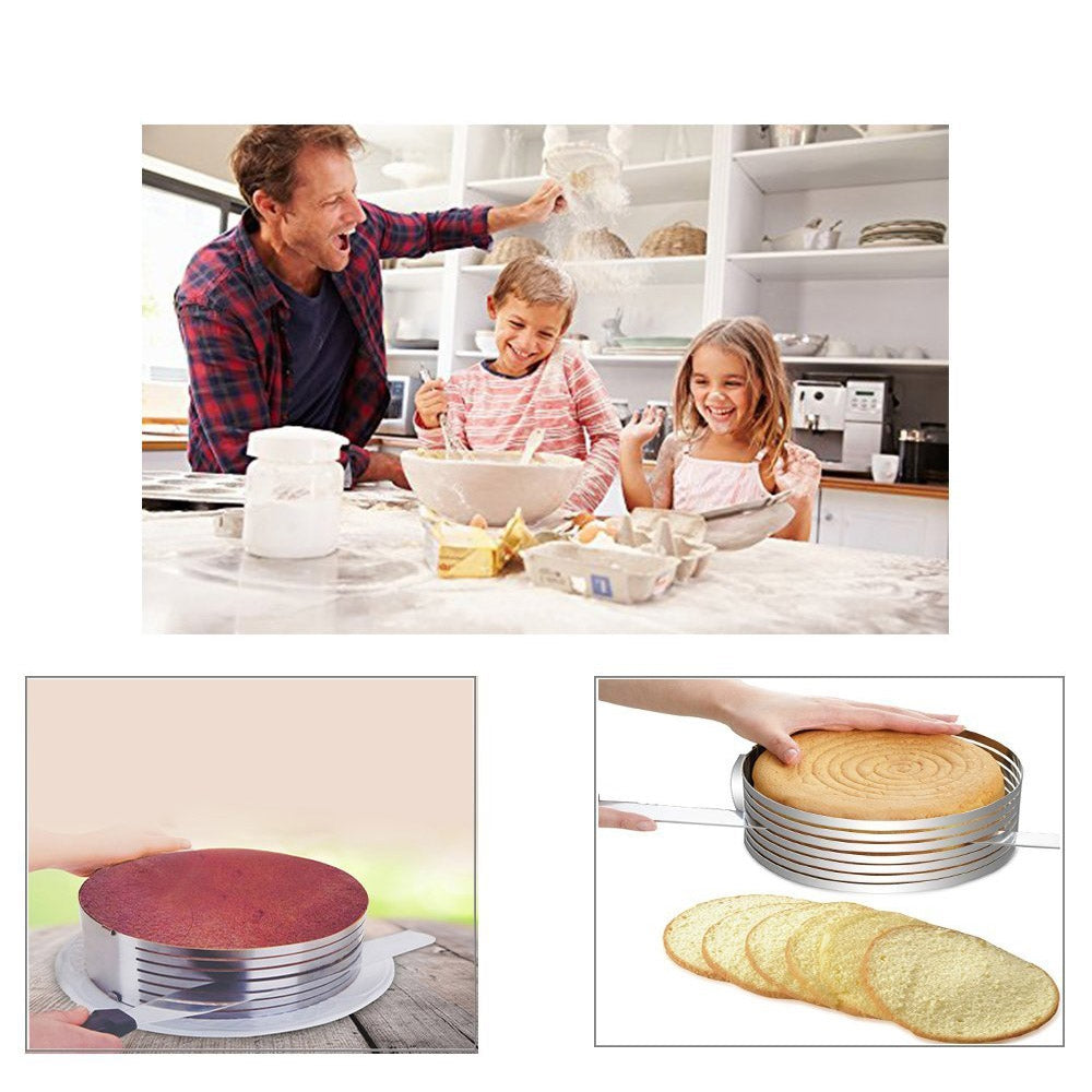 Layer Cake Slicer Adjustable Retractable Stainless Steel Mousse Mold Round Baking Kit Mould Cut Tools