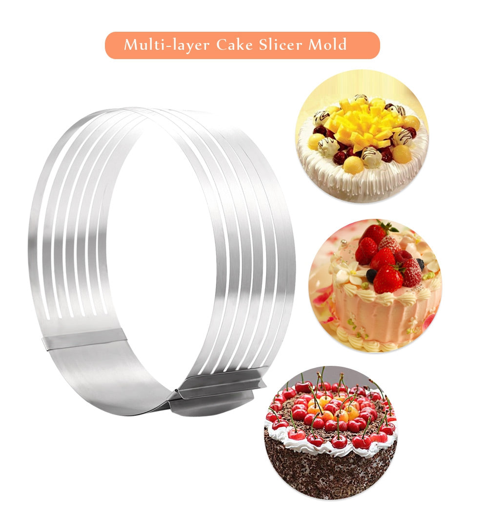 Layer Cake Slicer Adjustable Retractable Stainless Steel Mousse Mold Round Baking Kit Mould Cut Tools