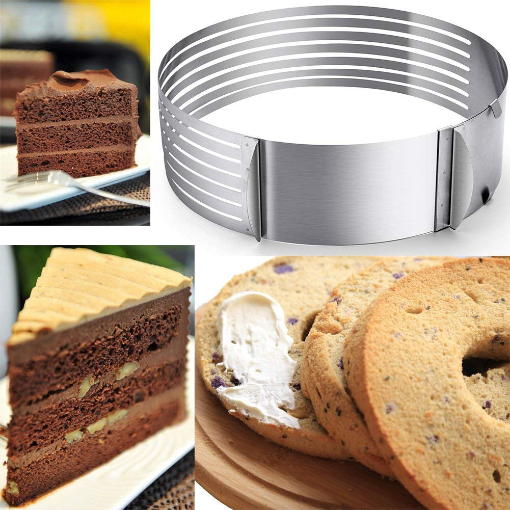 Layer Cake Slicer Adjustable Retractable Stainless Steel Mousse Mold Round Baking Kit Mould Cut Tools