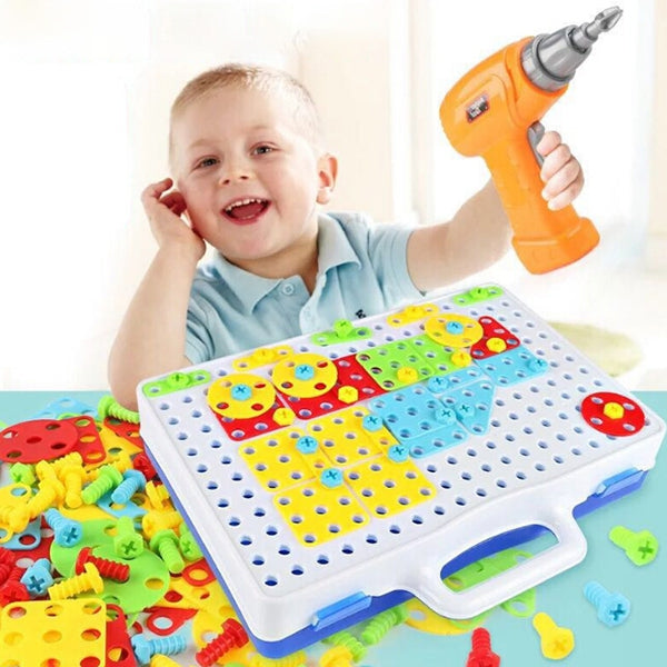 Educational Assembled Building Blocks Electric Drill Toy for Kids
