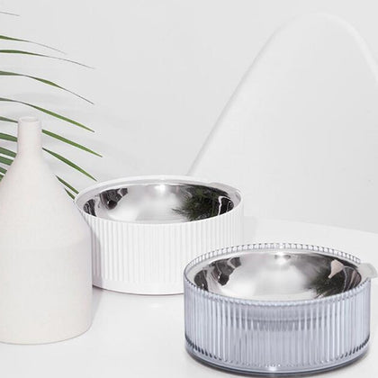 Pet feeding bowl heatable stainless steel for cats and dogs