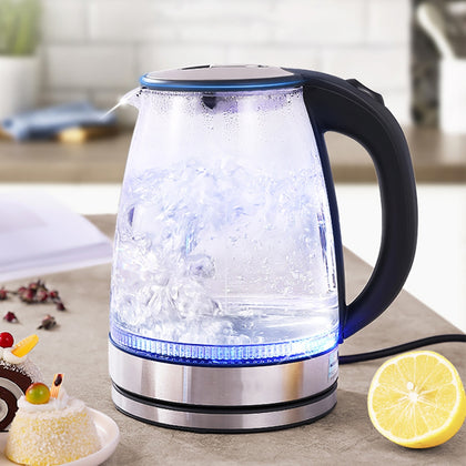 1.7L Electric Kettle LED Light Glass Boiler Auto Shut-off Water Tea Heater