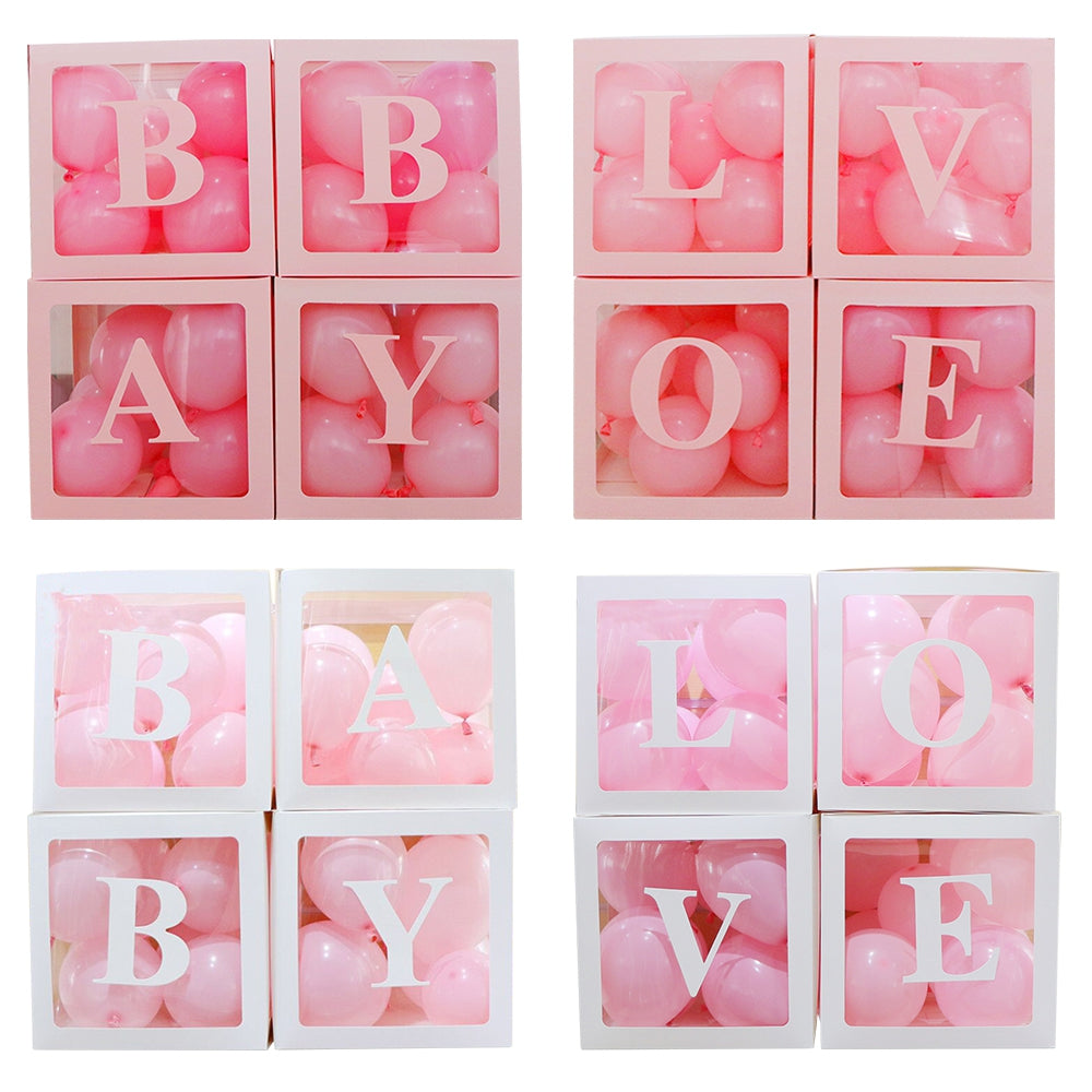 4pcs Baby Shower Decoration Transparent Box for Wedding Birthday Party