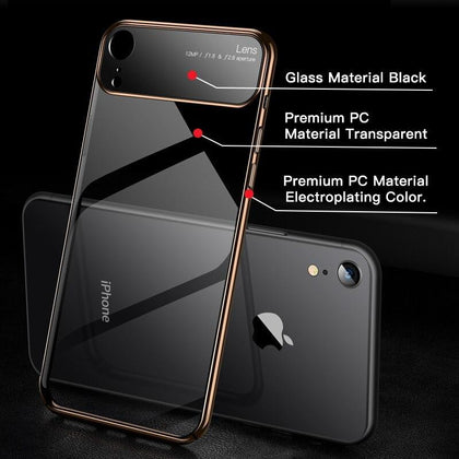 iHaitun Luxury Lens Glass Case For iPhone XS MAX XR X Cases Ultra Thin PC Transparent Back Cover For iPhone X 10 7 8 Plus + Hard