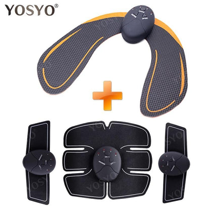 YOSYO 6 PACK EMS Smart Muscle Stimulator Abdominal Trainer Pad + EMS Hip Trainer Buttocks Butt Lifting Slimming Massager Unisex