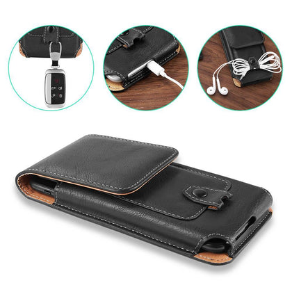 Universal Pouch Leather phone Case For iphone XS X 6 7 8 plus Waist Bag Magnetic holster Belt Clip phone cover for redmi 5 plus