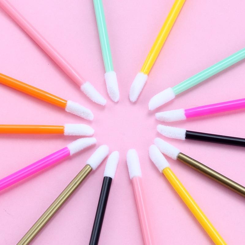 50Pcs Disposable Lip Brush Set Lipstick Mascara Wands Brush Cleaning Eyelash Eyebrow Make Up Applicators Tools