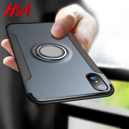 H&A Luxury Shockproof Phone Case For iPhone X XR XS Max Magnetic Ring Stand Phone Cover For iPhone XS Max XR X Car Holder Cases
