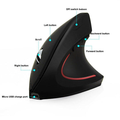 Rechargeable Wireless Mouse 2.4Gzh Ergonomics Vertical Mouse 5 Buttons Gaming Mice Built-in Battery for Computer Gamer Mouse Pad