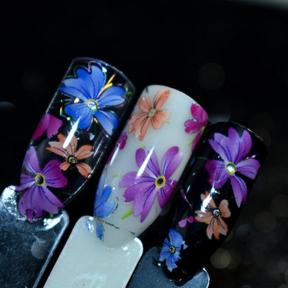 More Than 250 Design Beautiful Designed Nail Art Product Nail Glue transfer Foil Beautiful Flower Purple Orange GL30