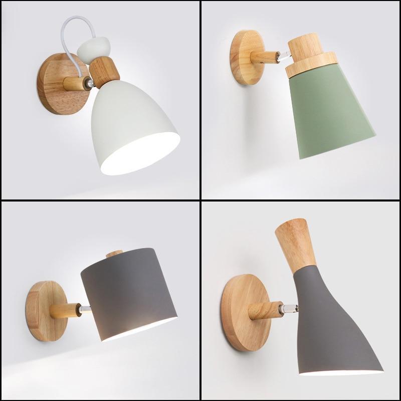 Nordic Minimalist Solid Wood Cartoon Wall Lamp Modern Creative Led E27 Wall Light For Bedroom Bedside Restaurant Coffee Bar