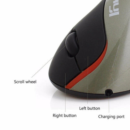 CHYI Wireless Ergonomic Vertical Mouse 1600 DPI Computer USB Built-in Rechargeable Battery Optical PC Mice For Laptop Desktop