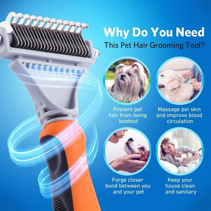 Pet Dog and Cat Comb Cymas Deshedding and Trimming Tool 2 Sided Grooming Rakes Mascotas Cachorro Chien Perros Gatos Honden Hond