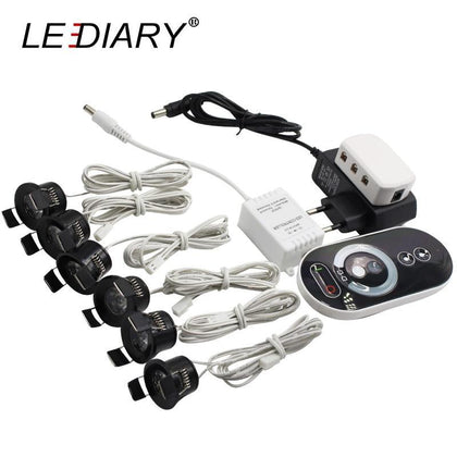 LEDIARY Black Mini Spot LED Remote Dimmable Downlights 1.5W 27mm Cut Hole 110-220V Ceiling Recessed Mounted Lighting Fixtures