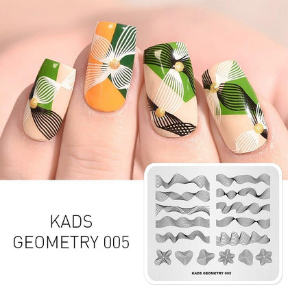 KADS Geometry 005 3D Image Geometric Shape Nail Design Stamp Stencil Nails Tool Nail Art Stamping Plate for Nail Art