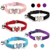 Heart Charm And Bell Pet Collar Safety Elastic Adjustable With Soft Velvet Material Collar