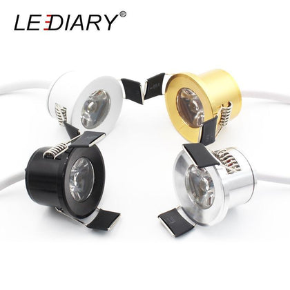 LEDIARY Silvery/Black/White/Golden Mini LED Downlights 1.5W 27mm 100V-240V Jewelry Display Ceiling Recessed Cabinet Spot Lamp