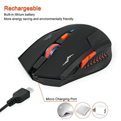 Rechargeable Mouse Wireless Mouse Gamer 2400DPI Optical Silence Mouse Computer USB Mause Ergonomic Gaming Mice For PC Laptop