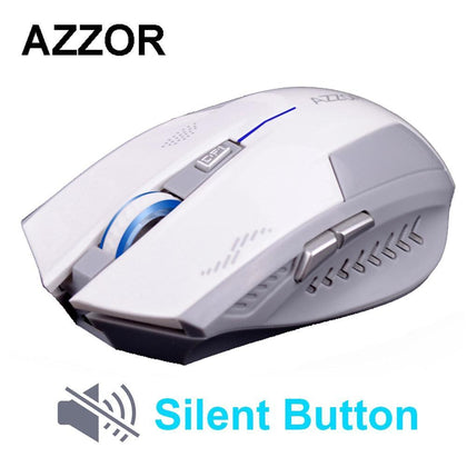 AZZOR Rechargeable Wireless Mouse Slient Button Computer Gaming 1600DPI Built-in Battery with Charging Cable For PC Laptop