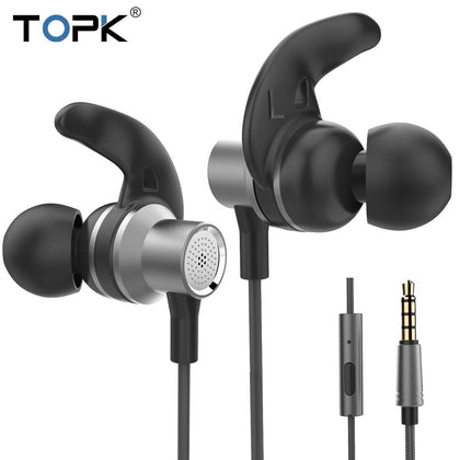  TOPK F04 Bass Stereo Sport Earbuds Earphones Wired Control With Built-in Microphone for iPhone Samsung Xiaomi Huawei