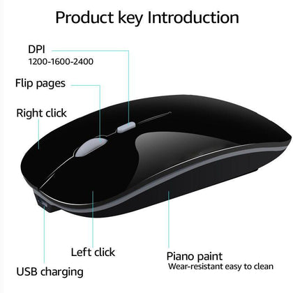 Mute Wireless Mouse Rechargable Laptop PC Mice Ergonomic 2.4Ghz Wireless Mice Noiseless Button USB Optical Silent Computer Mouse