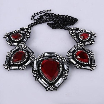 Tuliper Retro Teardrop Choker Necklace Red Austrian Crystal Rhinestone Necklace For Women Party Daily Jewelry Gift Collier