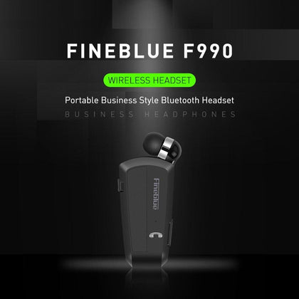 Newest Fineblue F990 Portable Business Wireless Bluetooth Headset Telescopic Type Collar Clip HD Sound Quality Earphone with Mic