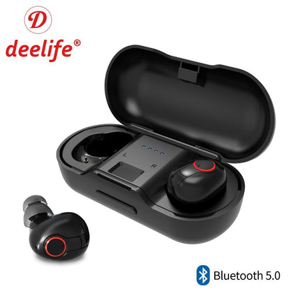Deelife TWS 5.0 Bluetooth Headphone 3D Stereo Wireless Earphone With Dual Microphone Sport True Wireless Earbuds