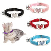 Heart Charm And Bell Pet Collar Safety Elastic Adjustable With Soft Velvet Material Collar