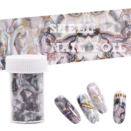 3D 1 Roll 4*120CM Ocean Style Shell Abalone Pattern Nail Foils Gradient Marble Design Foils Nail Art Thermal Transfer Foil