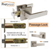 Probrico Stainless Steel Privacy/Passage Interior Door Lock Set Brushed Nickel Bathroom Door Handle Bedroom Square Door Levers