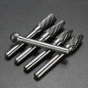 5Pcs 1/4 Inch 6Mm Head Tungsten Carbide Rotary Point Burr Milling Cutters Die Grinder Shank Set For The Mill