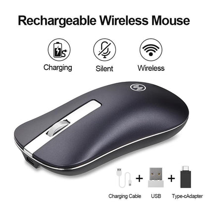 Wireless Mouse Silent Gaming Mouse Wireless Computer Mouse 2.4Ghz Rechargeable Ergonomic PC Mice 1600 DPI USB Mause for Laptop