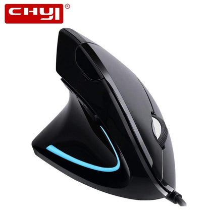 CHYI Wired Left Hand Vertical Mouse Ergonomic LED Backlit 1600DPI Adjustable USB Power Wrist Protect Mice with Mousepad Kit PC
