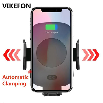 10W Qi Car Wireless Charger For iPhone Xs X Samsung S10 S9 Xiaomi Mi Automatic Clamping Fast Wireless Charging Car Phone Holder